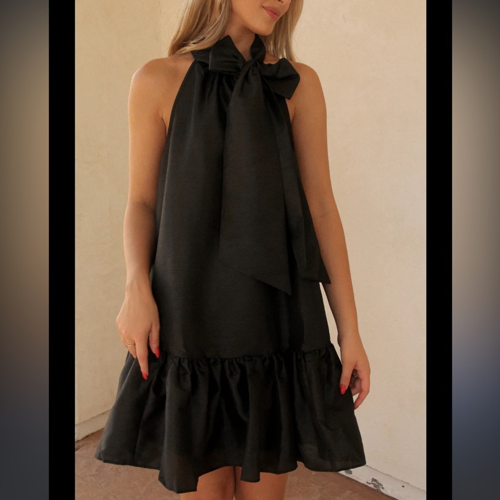 LLACIE M Midnight black bow dress.